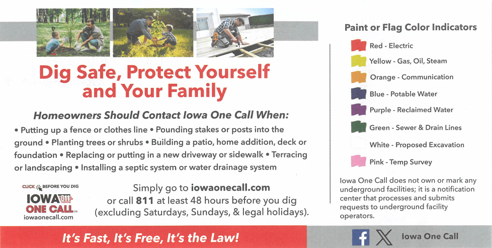 Call 811 - Know what's below. Call before you dig.